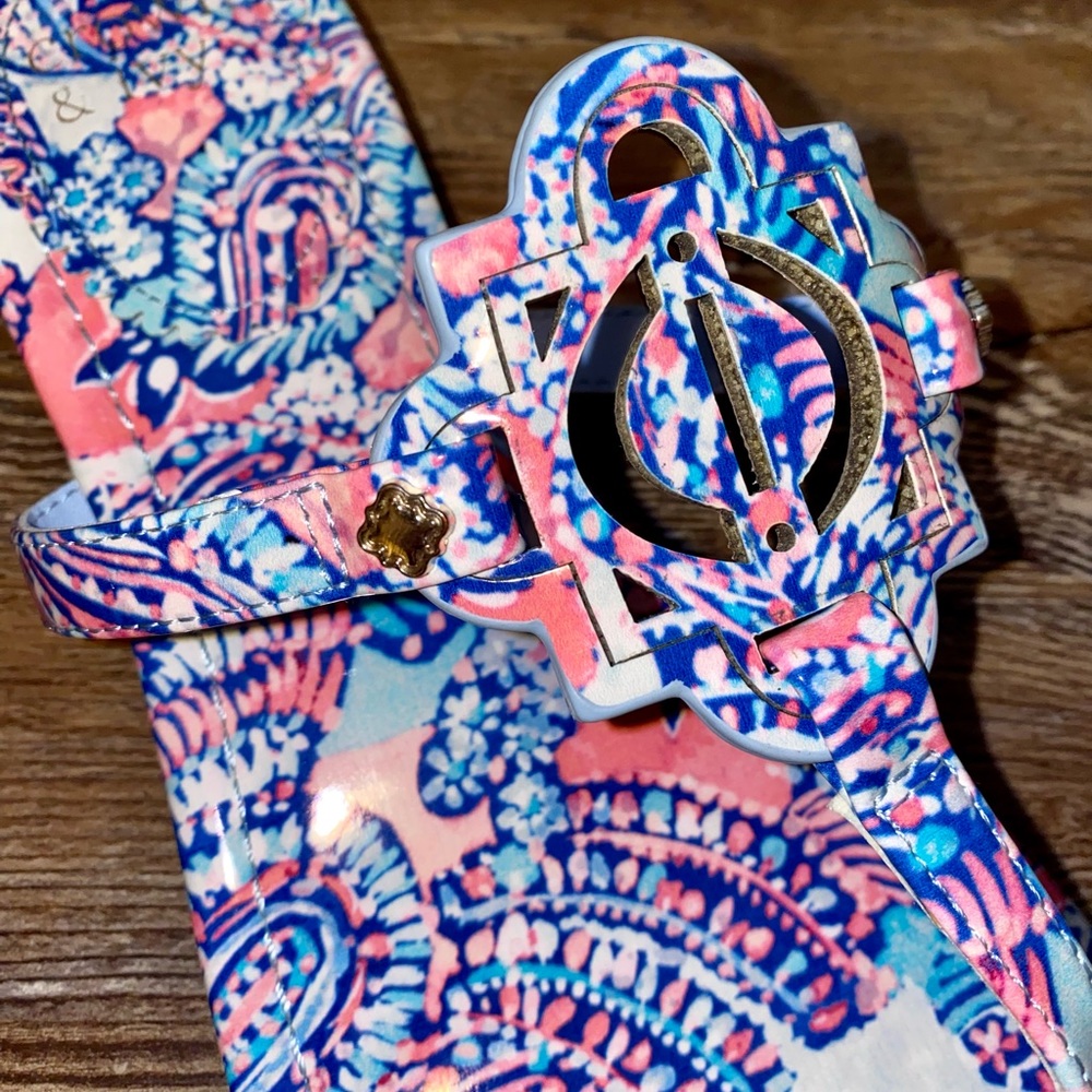 CROWN & IVY WYLIE PAISLEY PINK BLUE FLIP FLOP SANDALS SZ 10 WORN ONCE ! - Picture 5 of 7